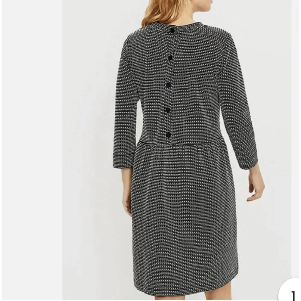 NWT Ann Taylor LOFT Textured Midi Dress Black White • Work Casual Size L - Picture 2 of 8